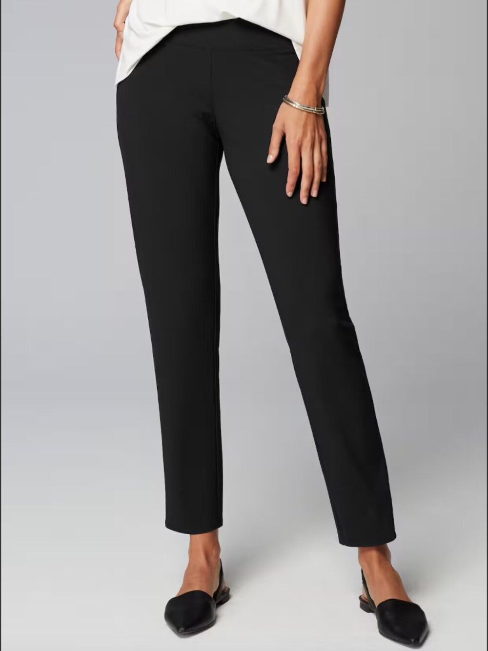 J Jill Wearever Collection Ankle Pull On Pants Small Black Workwear Stretch